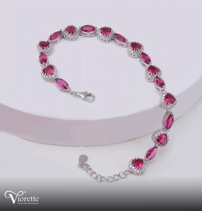 Viorette Heart and Marquise bracelet in 925 sterling silver with heart and marquise-cut stones
