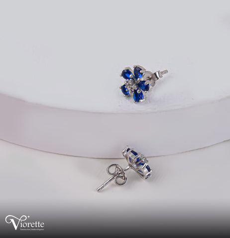 Blue Topaz Rosé Blossom Stud Earrings