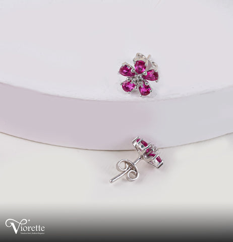 Pink Topaz Rosé Blossom Stud Earrings