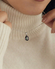 Aurora Teardrop Silver Necklace