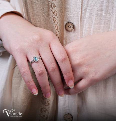 Sky Blue Topaz Regal Halo Ring