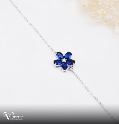 Blue Sapphire Petal Blossom Bracelet