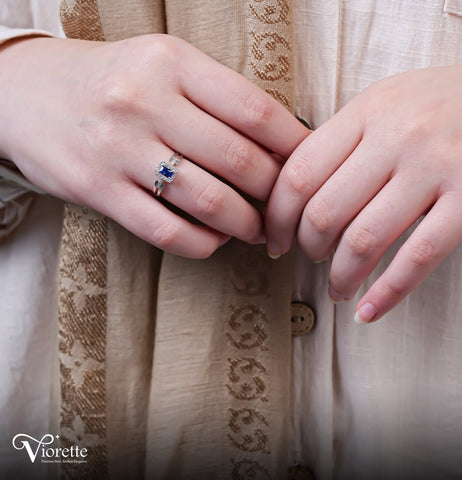 Blue Topaz Regal Halo Ring
