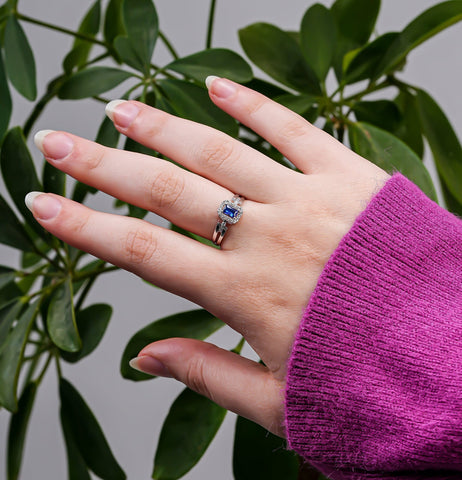 Blue Topaz Regal Halo Ring