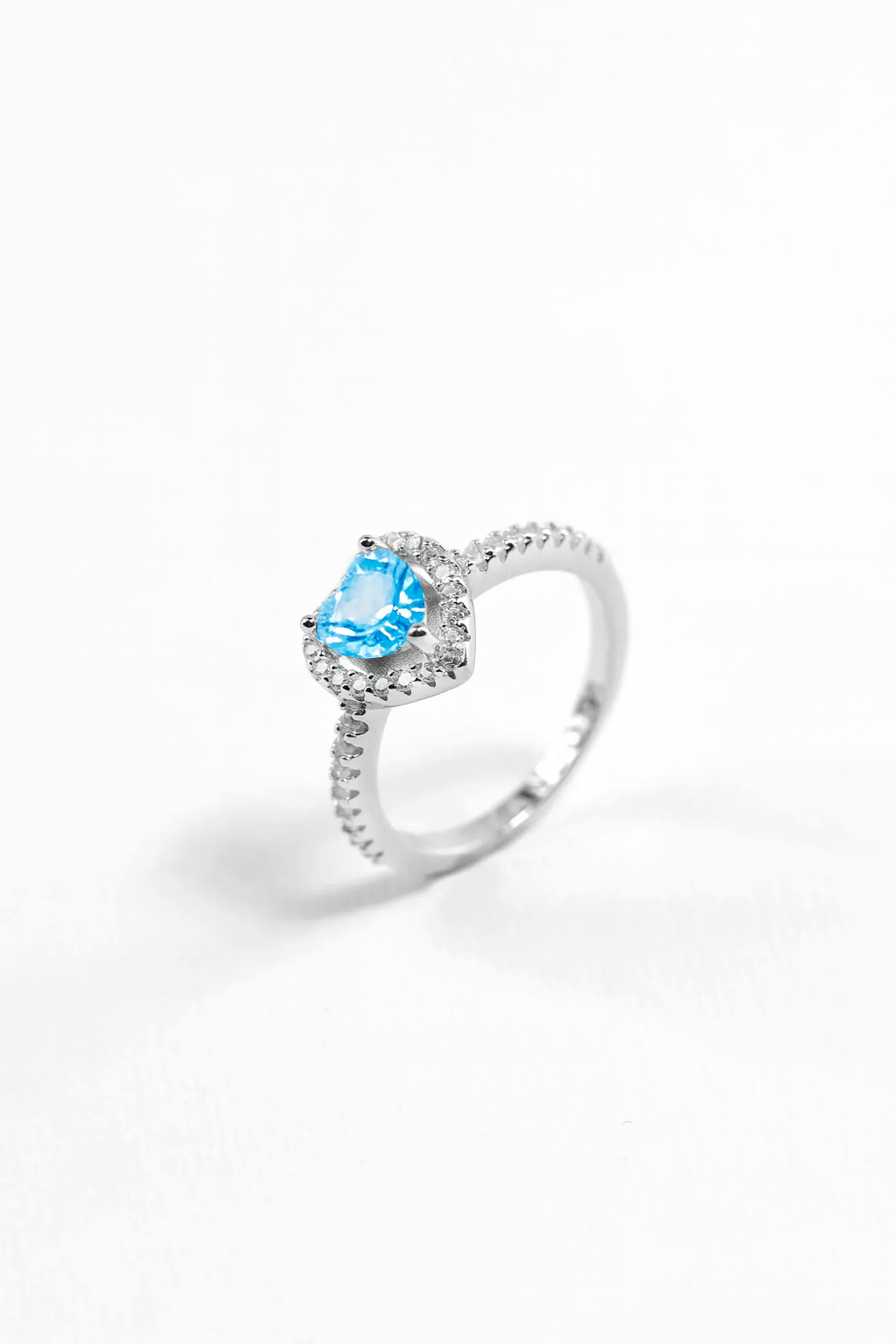 Sky Blue Pandora Silver Heart Ring