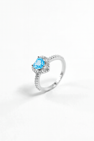Sky Blue Pandora Silver Heart Ring
