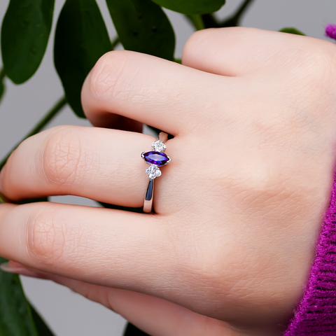 Blue Zircon Marquise Stone Ring