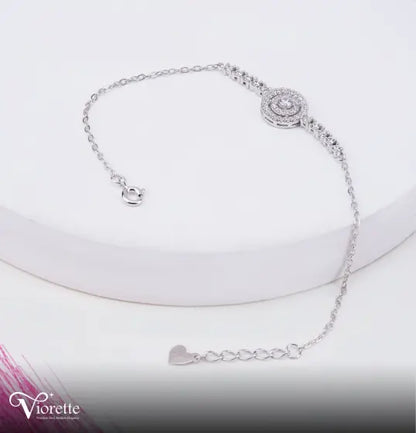 Viorette Circle of Light bracelet in 925 sterling silver with circular crystal stations