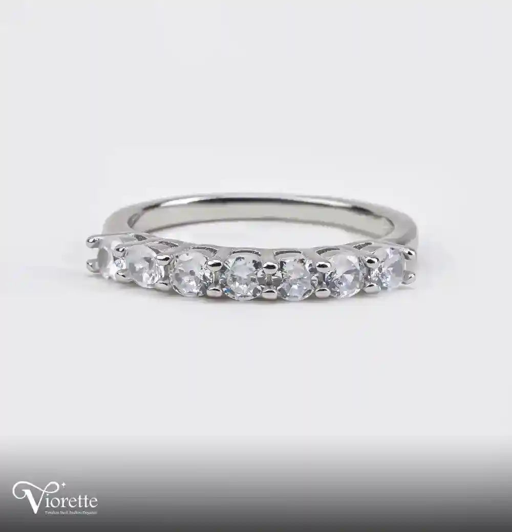 Viorette Classic Zircon Row ring in 925 sterling silver with a row of zircon stones