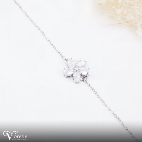 Clear Zircon Petal Blossom Bracelet