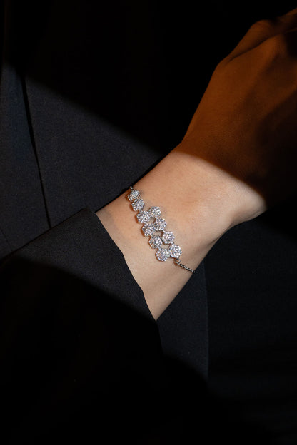 Viorette Hexagon bracelet in 925 sterling silver with a hexagon-link design