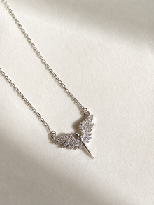 Viorette Guardian Angel Wing necklace in 925 sterling silver with a shimmering wing pendant
