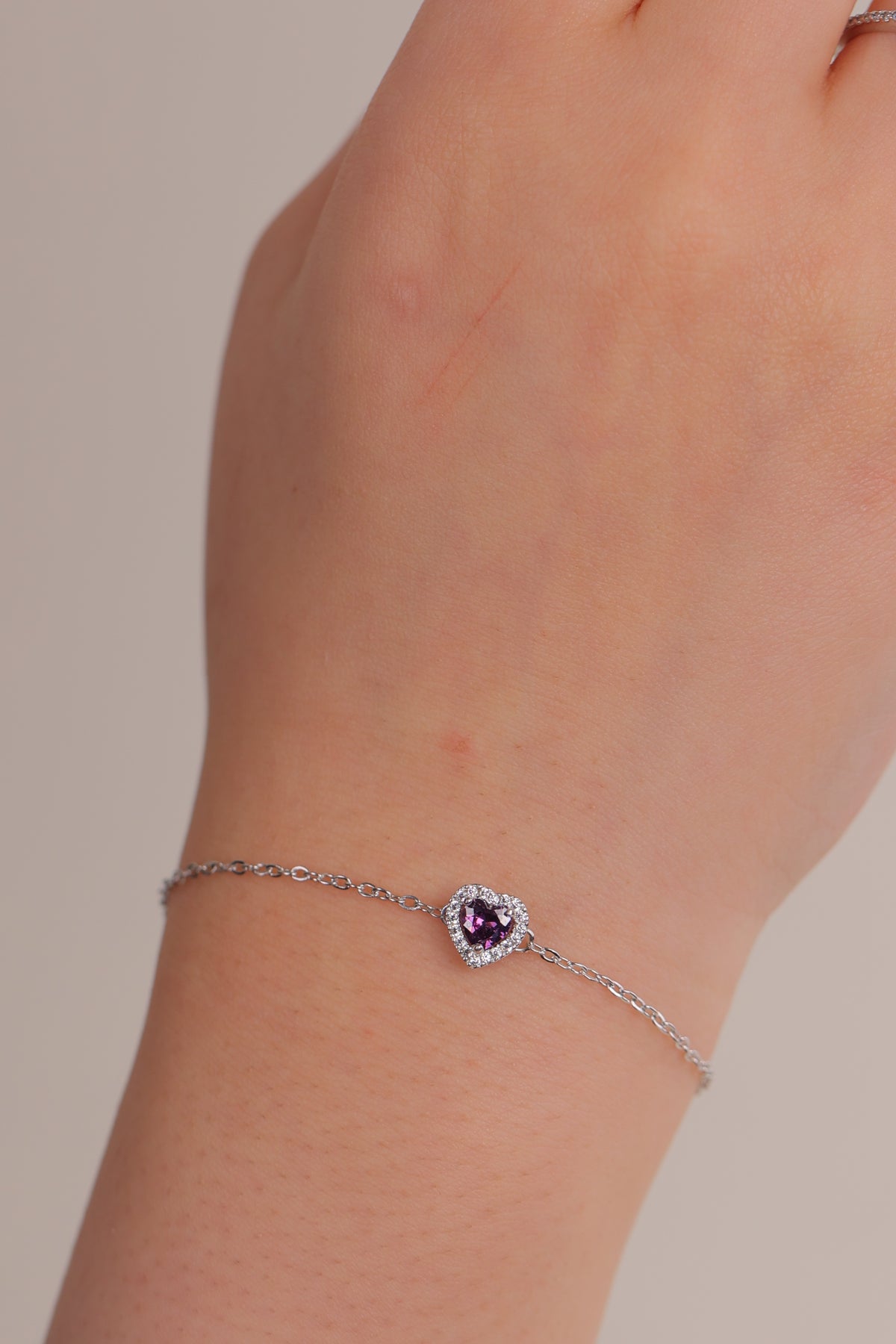 Amethyst Pandora Silver Bracelet with Heart