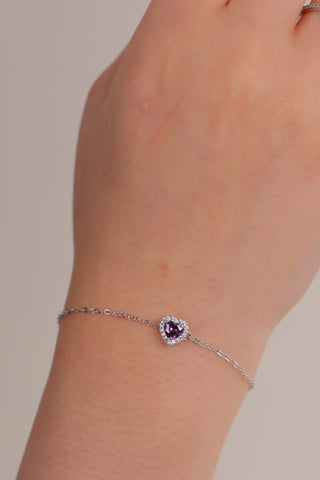 Amethyst Pandora Silver Bracelet with Heart