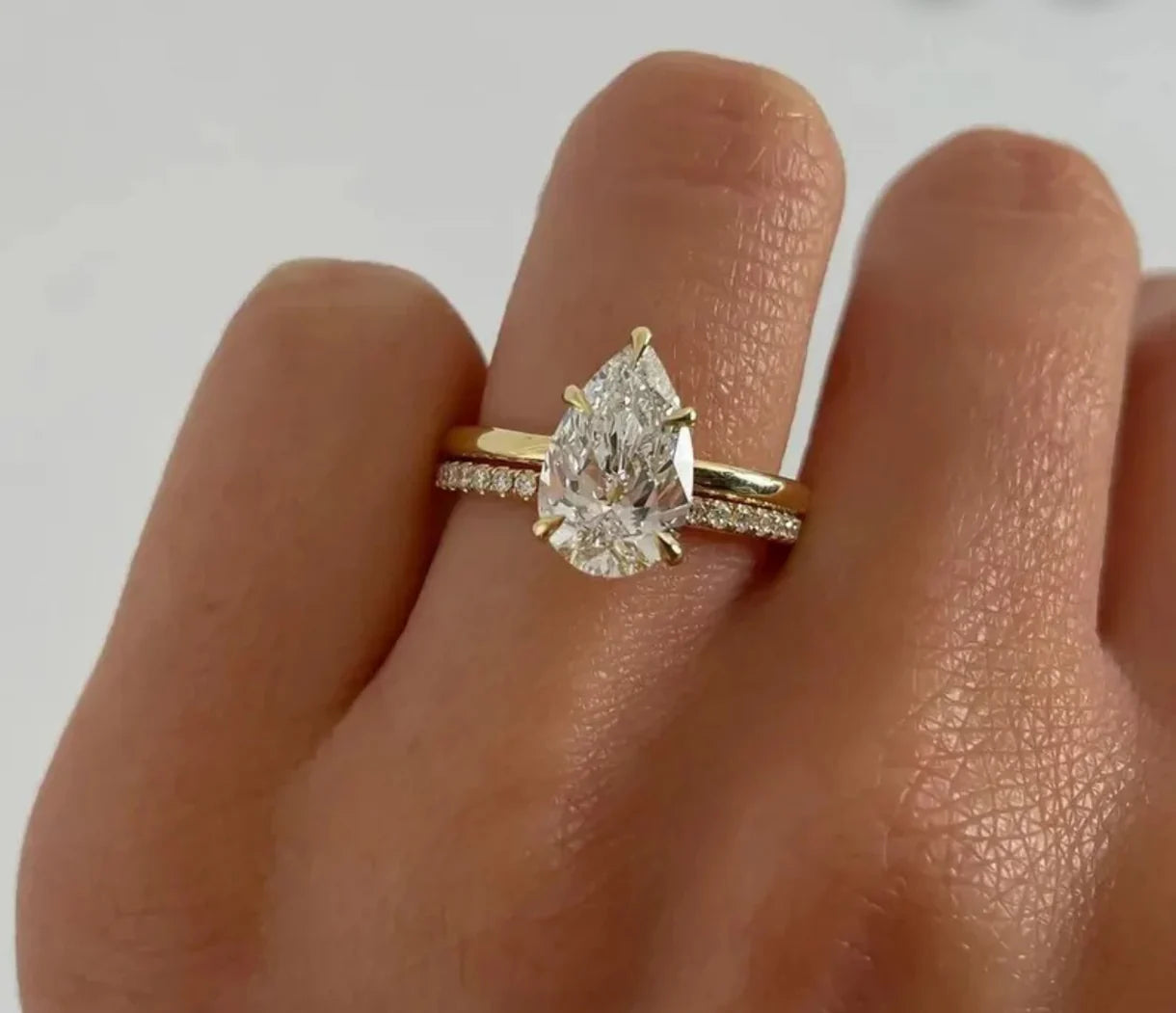Gold-Plated Pear Cut Teardrop Ring