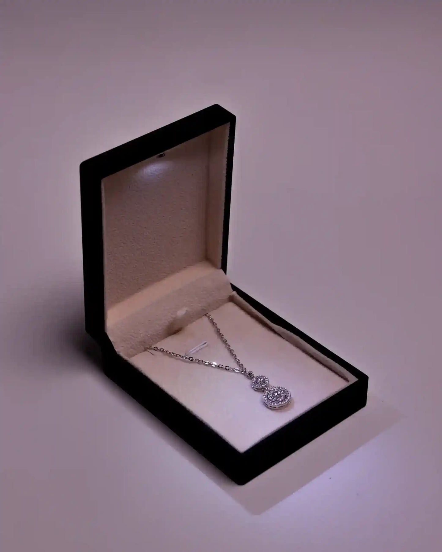 Viorette branded jewelry gift box, shown empty, for packaging and gifting