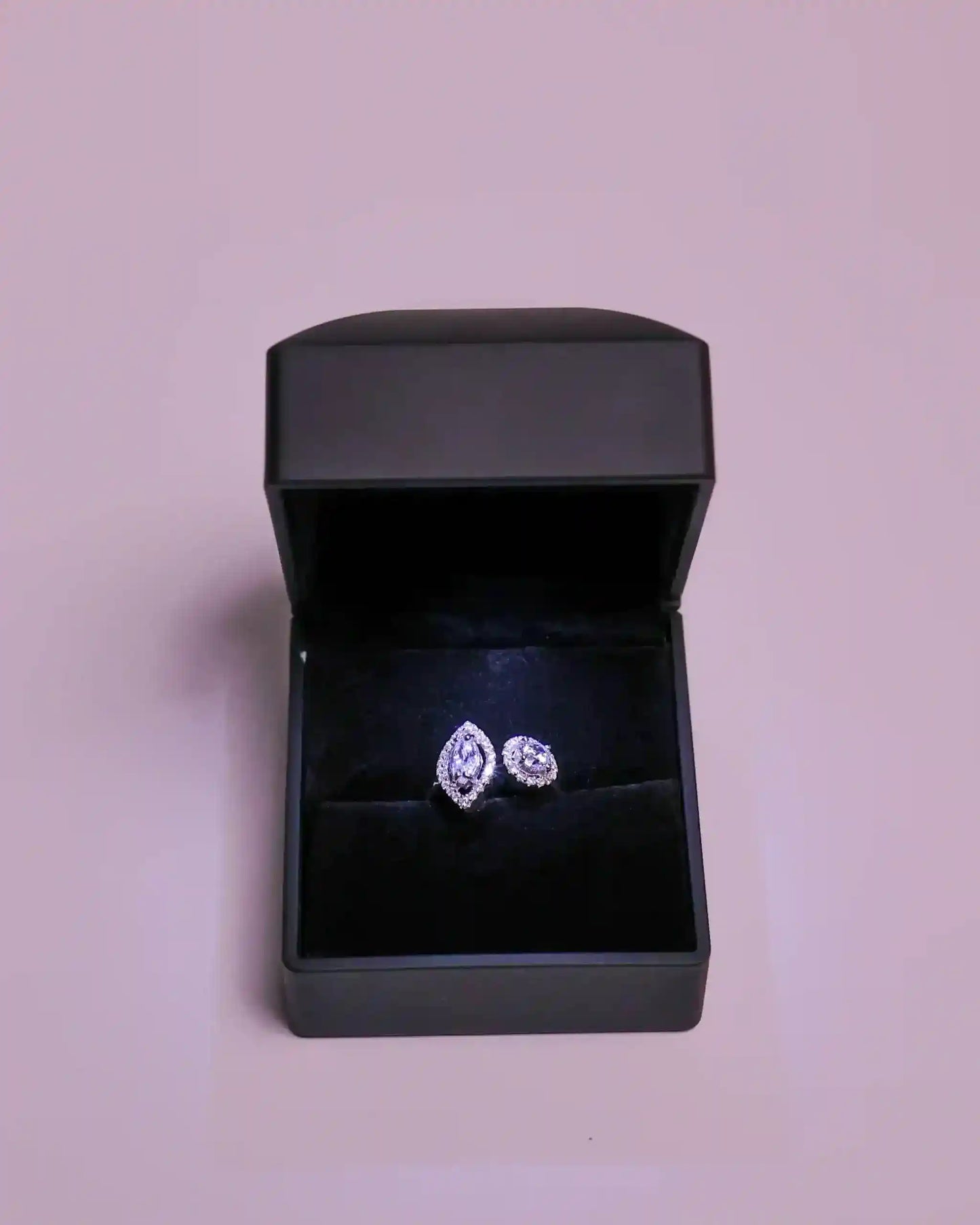 Viorette branded jewelry gift box, shown empty, for packaging and gifting