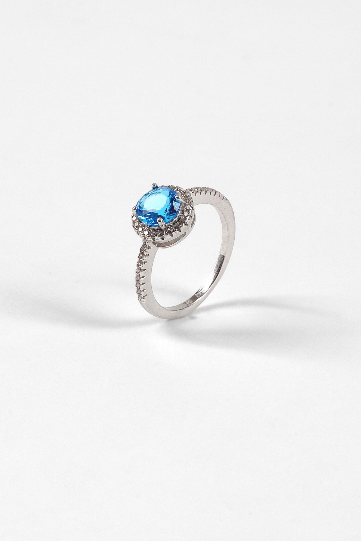 Blue Halo Solitaire Ring
