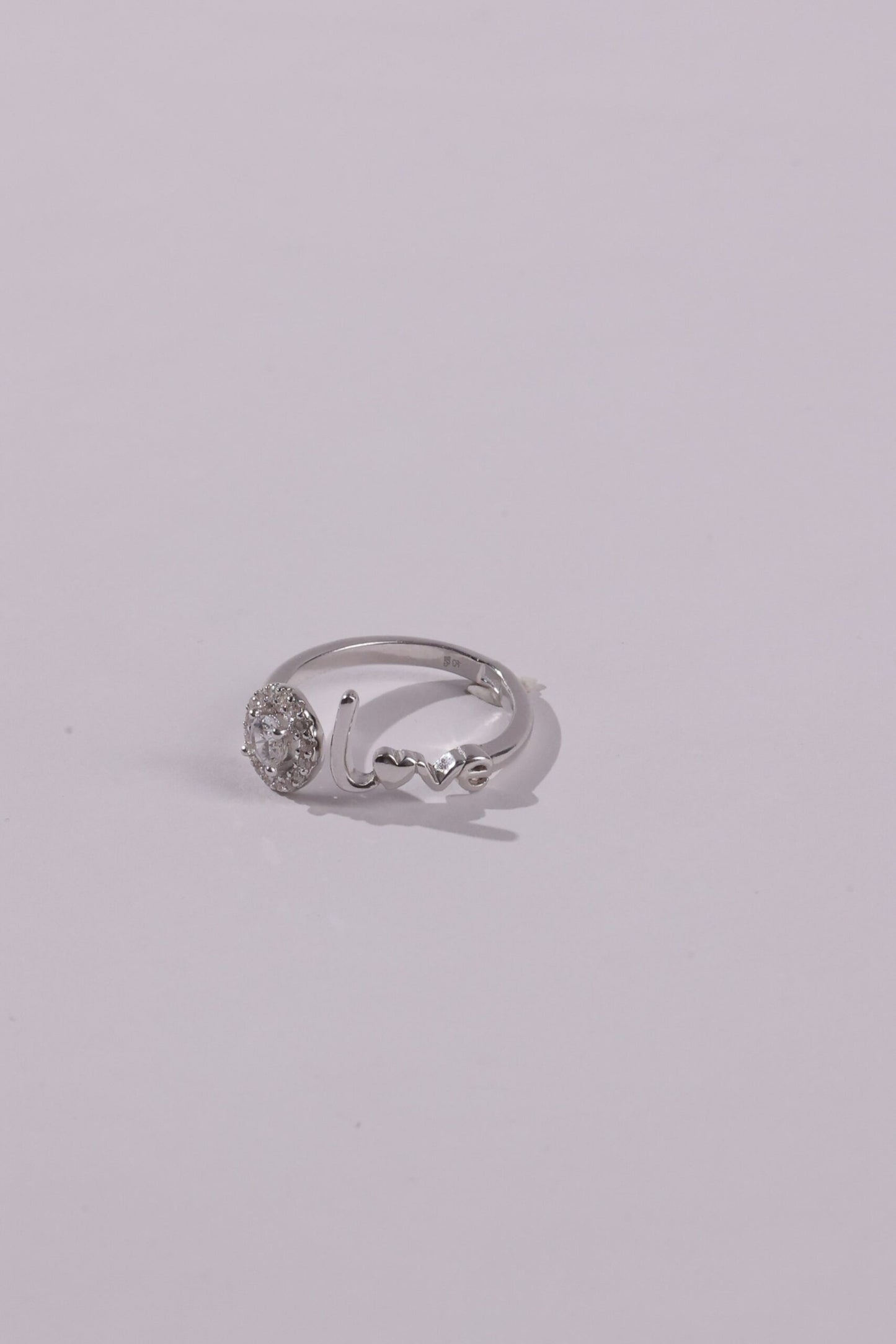 Viorette Love Halo ring in 925 sterling silver with a halo-set heart stone