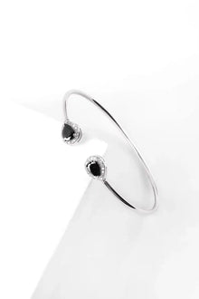 Black Zircon Teardrop Open Bangle