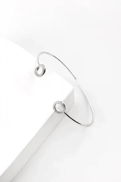 Viorette Infinite Sparkle open bangle in 925 sterling silver with a sparkling crystal-set band