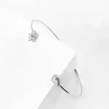 Viorette Star and Teardrop open bangle in 925 sterling silver with star and teardrop accents