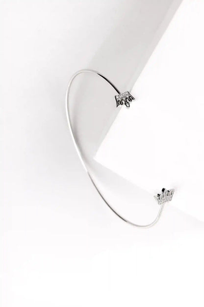 Viorette Royal Crown open bangle in 925 sterling silver with a crown-inspired design