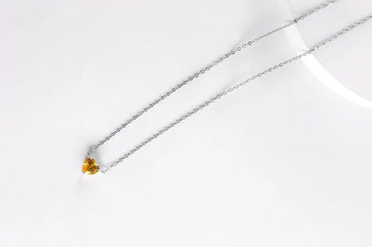 Viorette Citrine Heart of Light necklace in 925 sterling silver with a yellow citrine-colored heart pendant