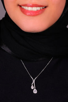 Viorette Duo Grace drop necklace in 925 sterling silver with clear zircon drops