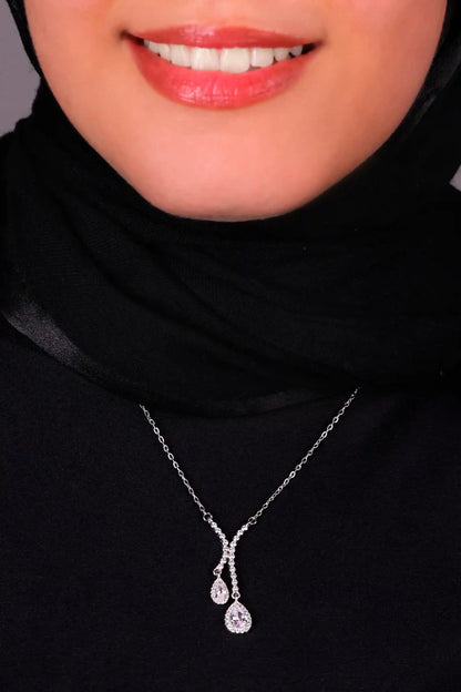 Viorette Duo Grace drop necklace in 925 sterling silver with clear zircon drops