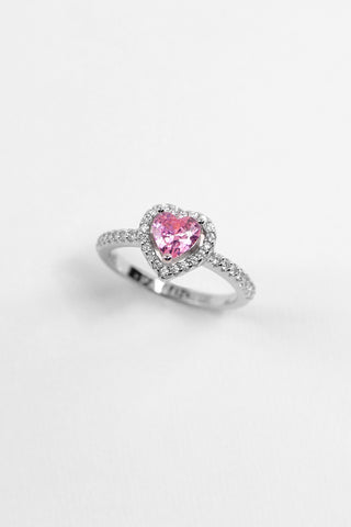 Pink Pandora Silver Heart Ring