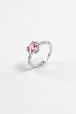 Pink Pandora Silver Heart Ring