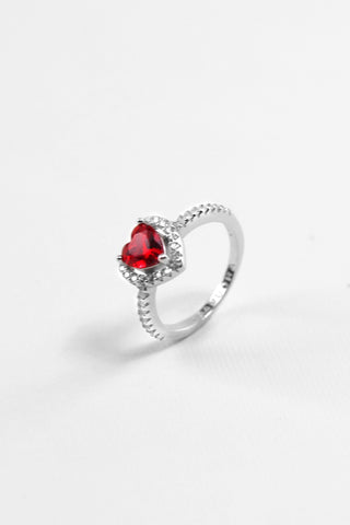 Red Pandora Silver Heart Ring