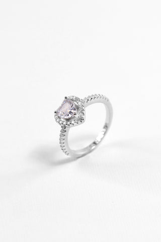 Clear Pandora Silver Heart Ring
