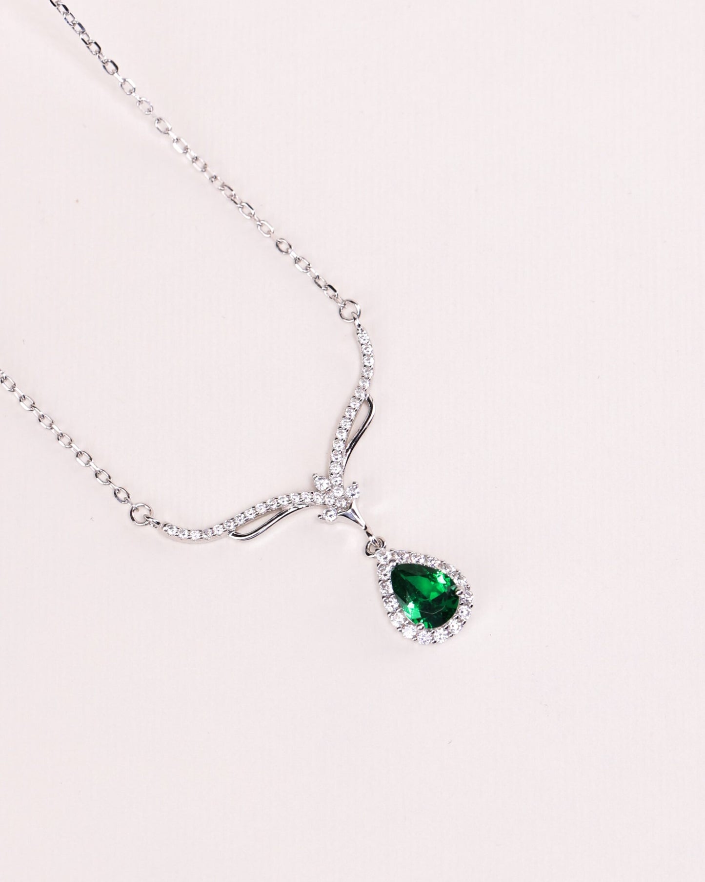 Emerald Radiance Teardrop Necklace