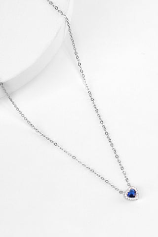 Blue Pandora Silver Necklace With Crystal Heart