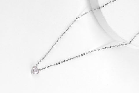 Clear Pandora Silver Necklace With Crystal Heart