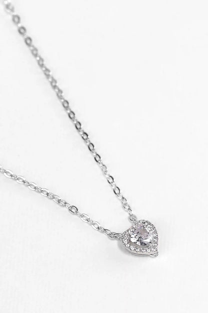 Viorette 925 sterling silver necklace with a clear crystal heart pendant