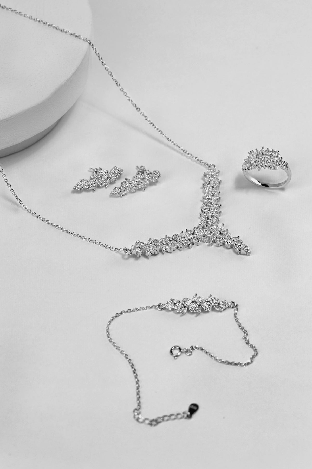 Celestial Radiance Necklace, Bracelet, Ring & Earrings Set