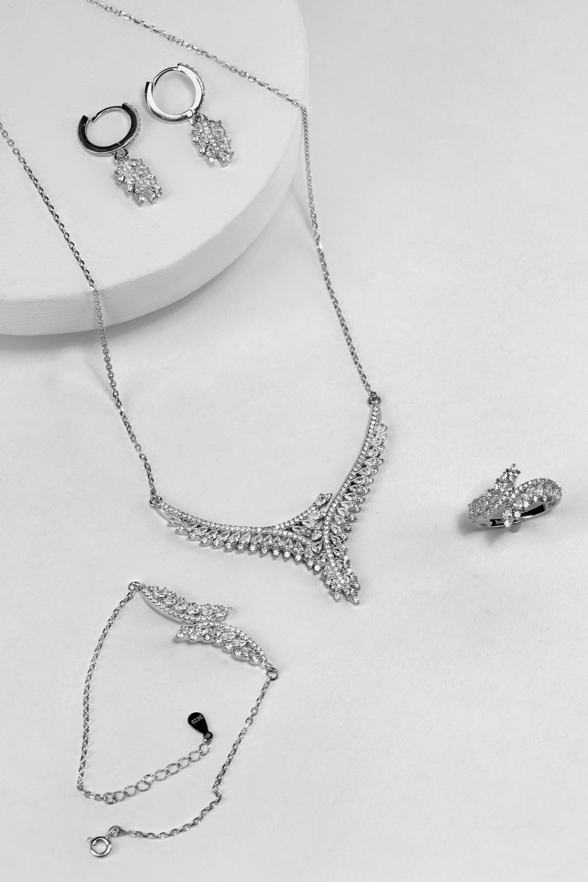 Wings of Light Necklace, Bracelet, Ring & Earrings Set