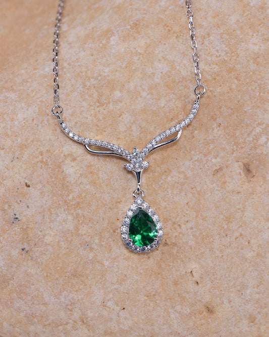 Emerald Radiance Teardrop Necklace
