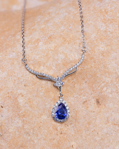 Blue Zircon Radiance Teardrop Necklace