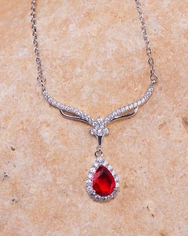 Ruby Radiance Teardrop Necklace