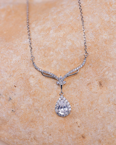 Clear Zircon Radiance Teardrop Necklace