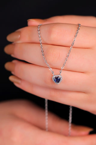 Blue Pandora Silver Necklace With Crystal Heart