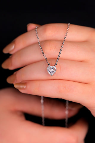 Clear Pandora Silver Necklace With Crystal Heart