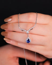 Blue Zircon Radiance Teardrop Necklace