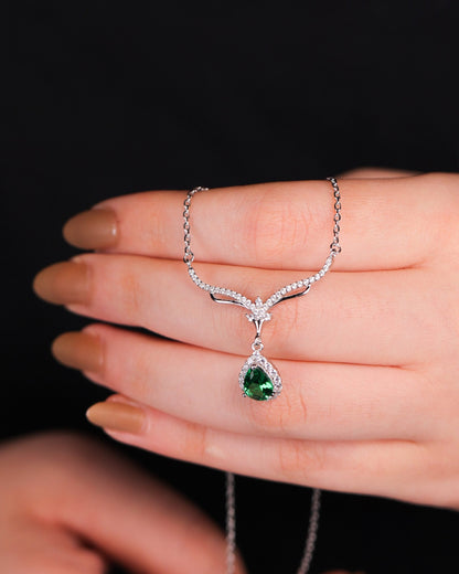 Emerald Radiance Teardrop Necklace