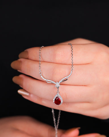 Ruby Radiance Teardrop Necklace