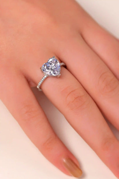Viorette Radiant Heart Solitaire ring in 925 sterling silver with a heart-cut solitaire stone